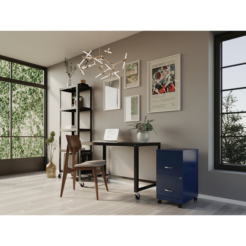 Space Solutions 18" Deep 2 Drawer Vertical File Cabinet, Navy. Picture 8