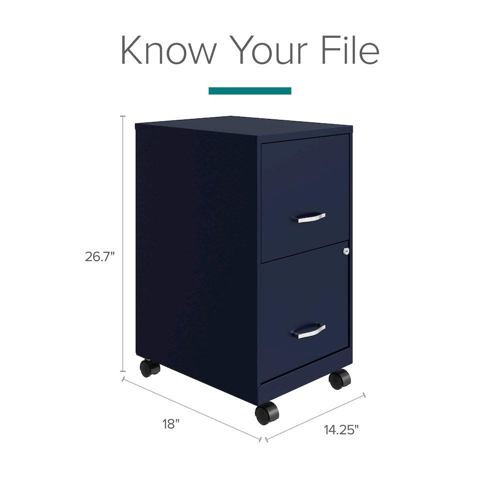 Space Solutions 18" Deep 2 Drawer Vertical File Cabinet, Navy. Picture 10