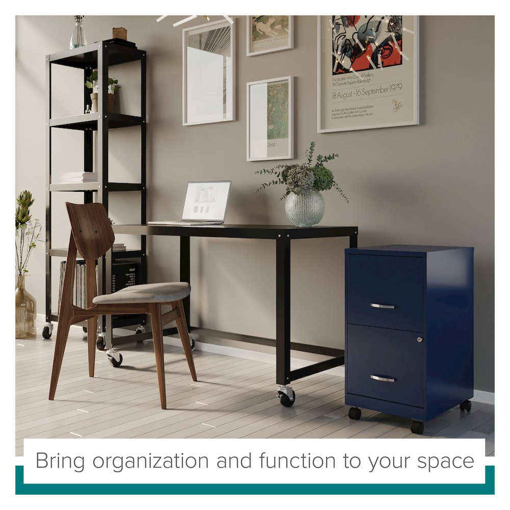 Space Solutions 18" Deep 2 Drawer Vertical File Cabinet, Navy. Picture 12