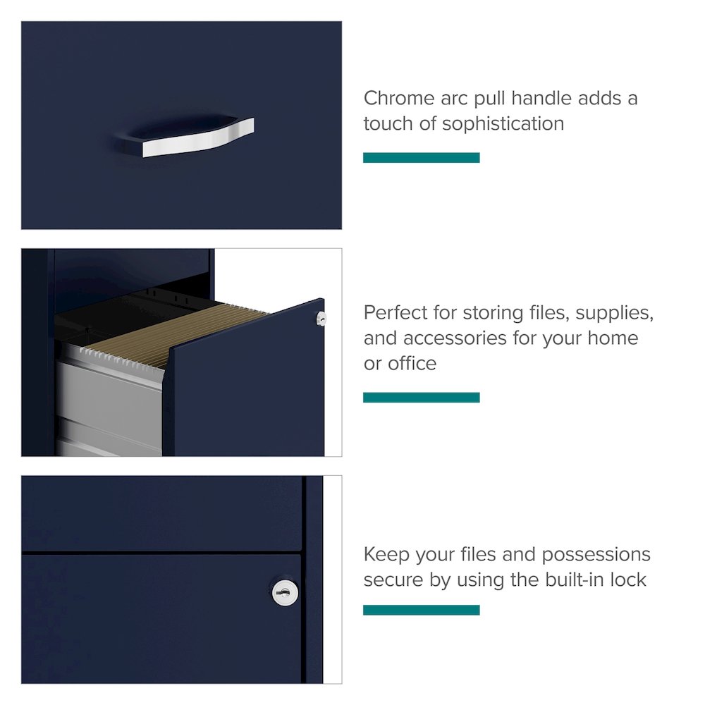 Space Solutions 18" Deep 2 Drawer Vertical File Cabinet, Navy. Picture 13