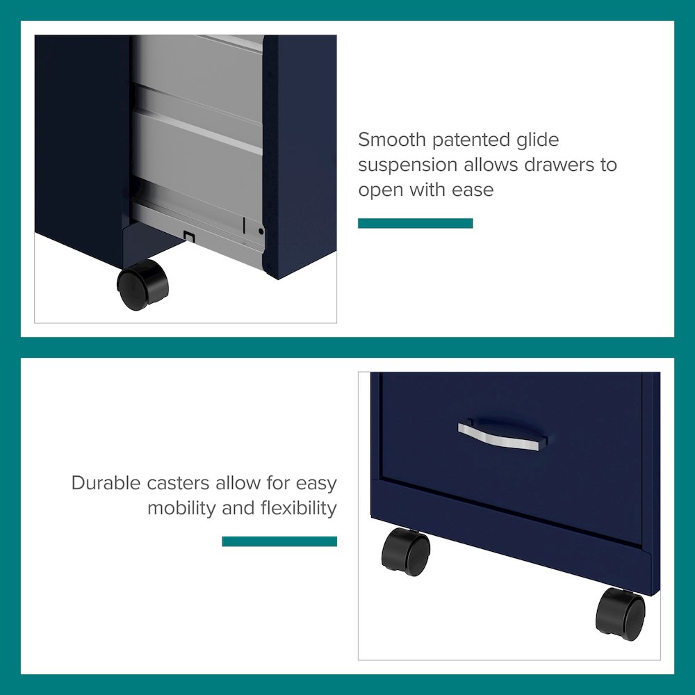 Space Solutions 18" Deep 2 Drawer Vertical File Cabinet, Navy. Picture 15