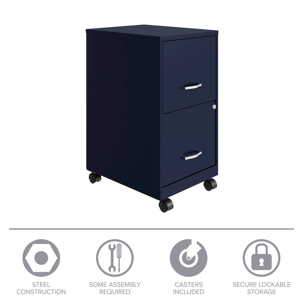 Space Solutions 18" Deep 2 Drawer Vertical File Cabinet, Navy. Picture 16