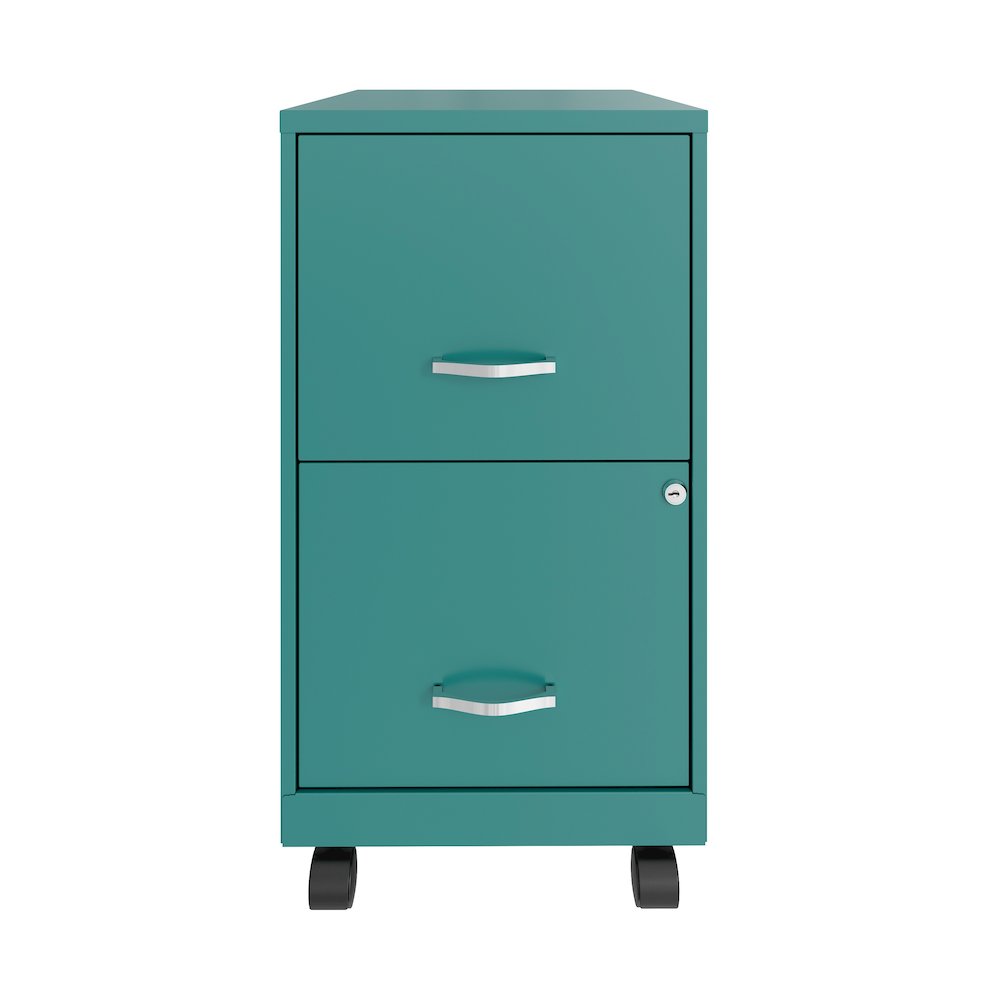 Space Solutions 18" Deep 2 Drawer Vertical File Cabinet, Teal. Picture 1