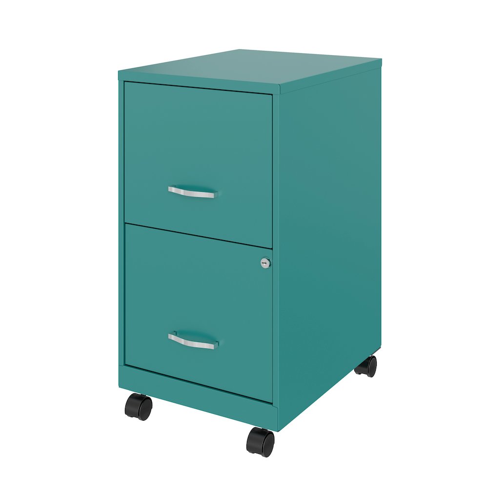 Space Solutions 18" Deep 2 Drawer Vertical File Cabinet, Teal. Picture 2