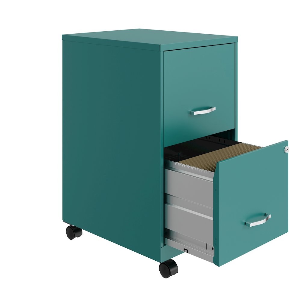 Space Solutions 18" Deep 2 Drawer Vertical File Cabinet, Teal. Picture 3