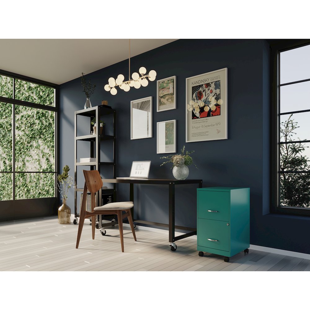 Space Solutions 18" Deep 2 Drawer Vertical File Cabinet, Teal. Picture 5