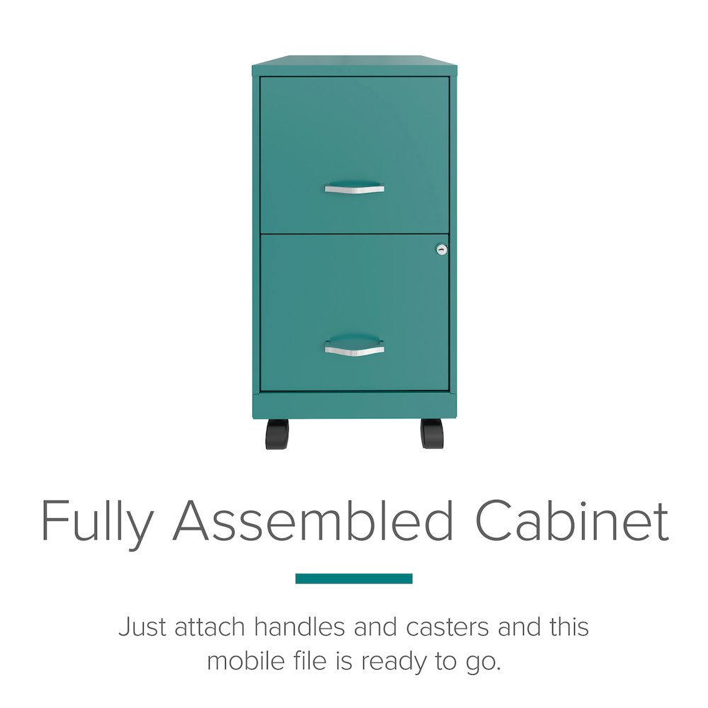 Space Solutions 18" Deep 2 Drawer Vertical File Cabinet, Teal. Picture 6