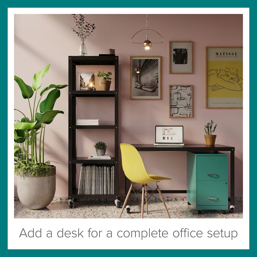 Space Solutions 18" Deep 2 Drawer Vertical File Cabinet, Teal. Picture 8
