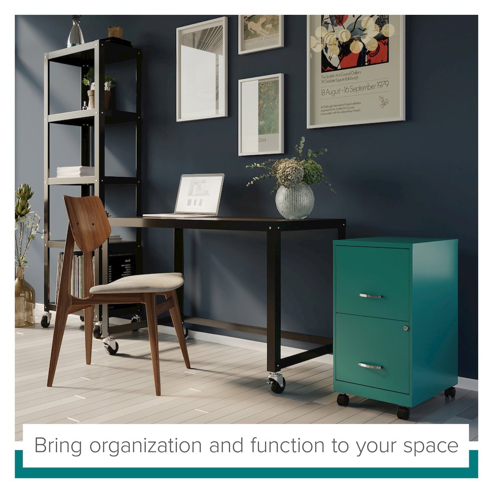 Space Solutions 18" Deep 2 Drawer Vertical File Cabinet, Teal. Picture 13