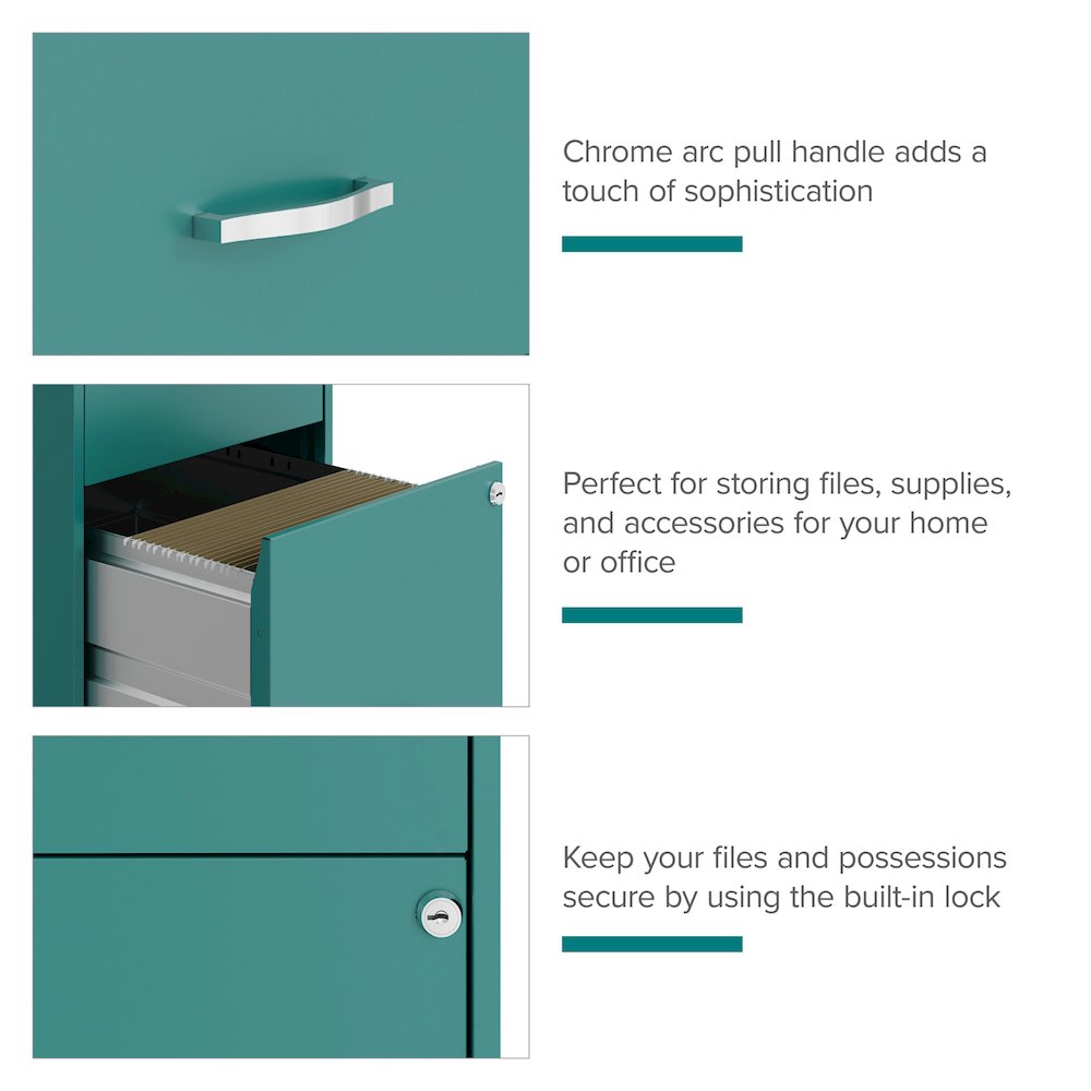 Space Solutions 18" Deep 2 Drawer Vertical File Cabinet, Teal. Picture 11