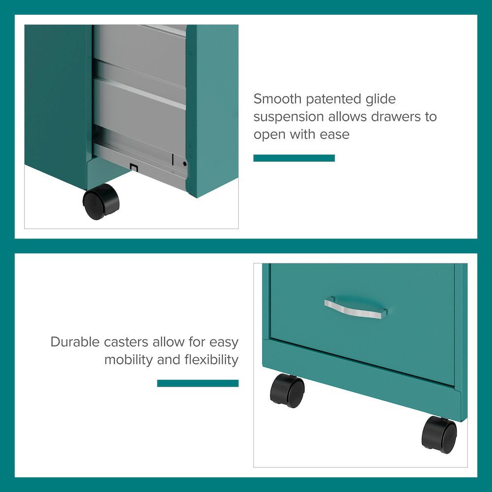 Space Solutions 18" Deep 2 Drawer Vertical File Cabinet, Teal. Picture 14