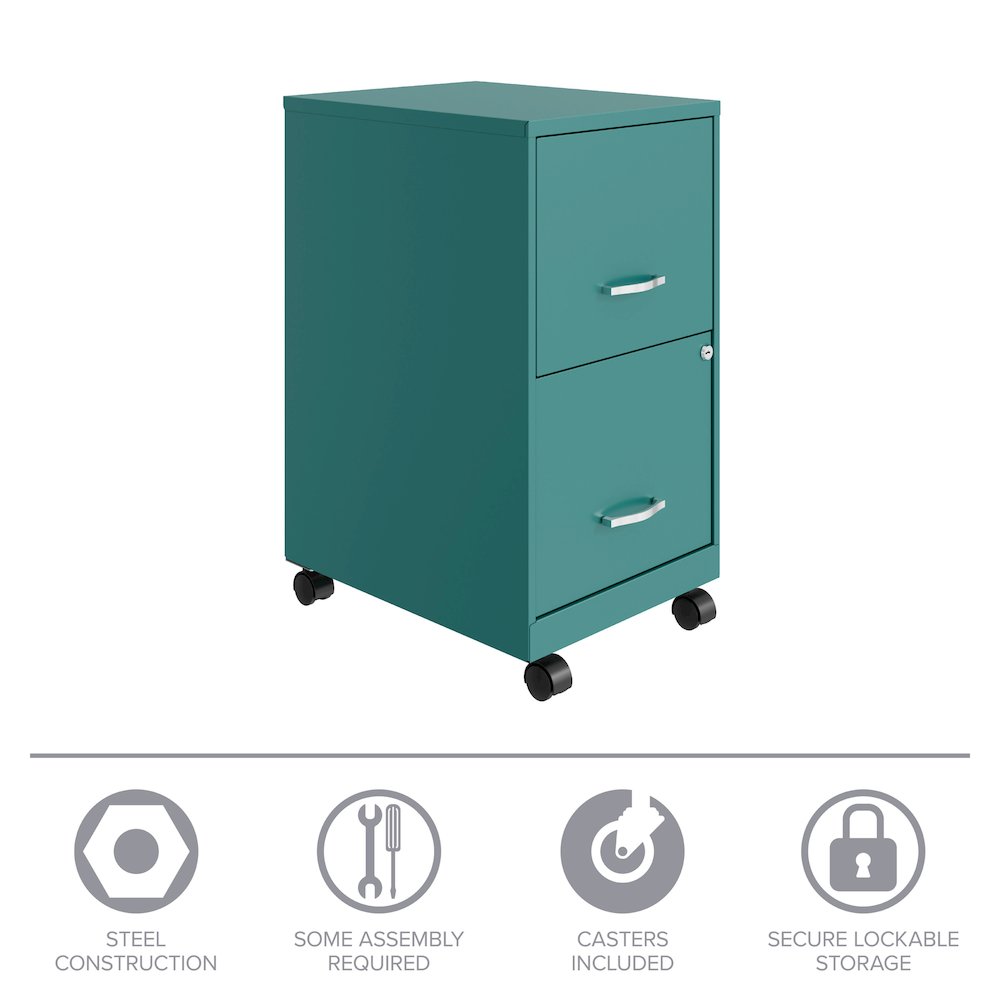 Space Solutions 18" Deep 2 Drawer Vertical File Cabinet, Teal. Picture 15