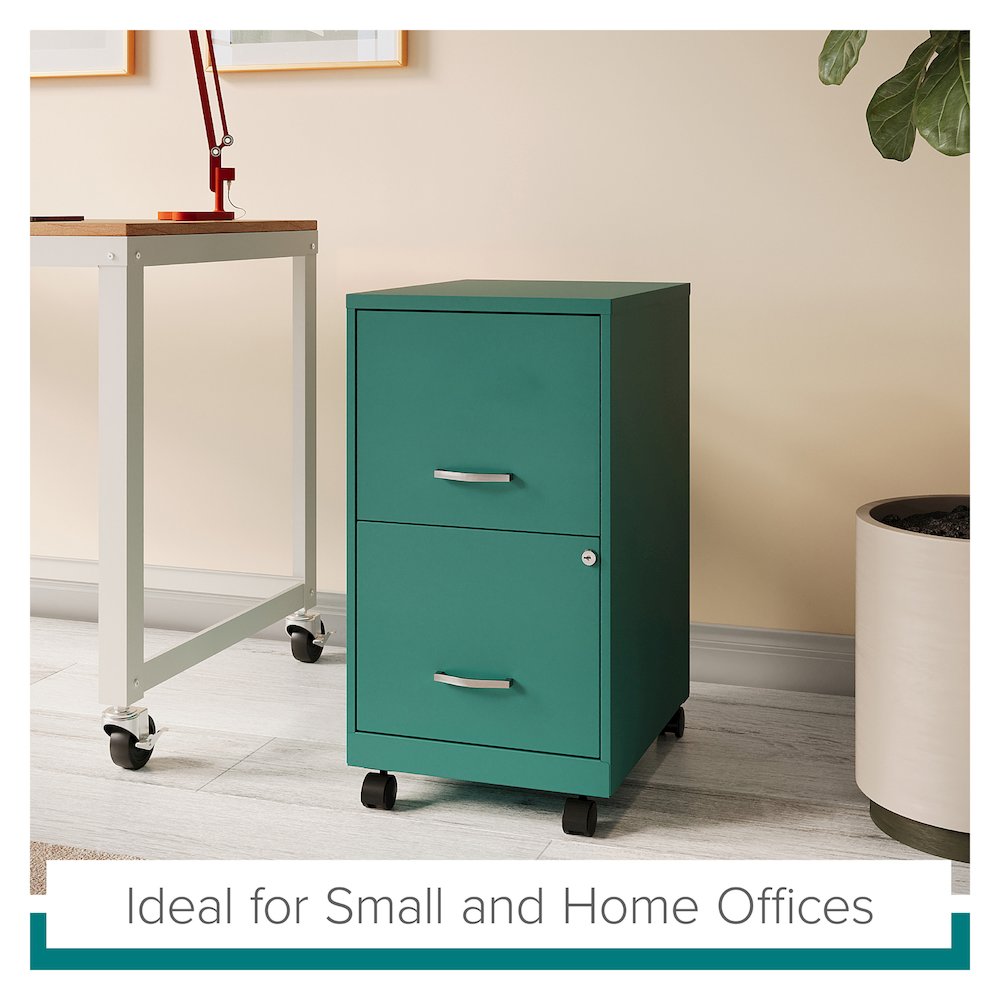 Space Solutions 18" Deep 2 Drawer Vertical File Cabinet, Teal. Picture 16