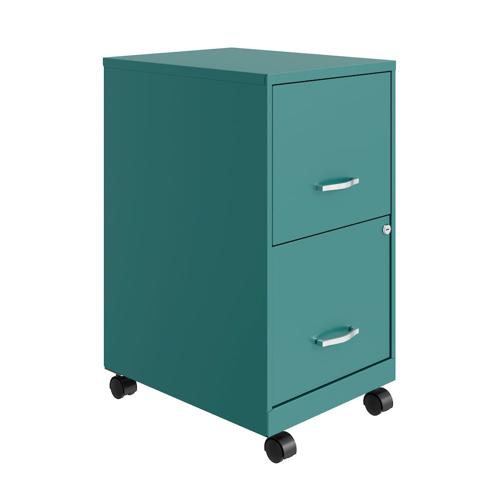 Space Solutions 18" Deep 2 Drawer Vertical File Cabinet, Teal. Picture 18