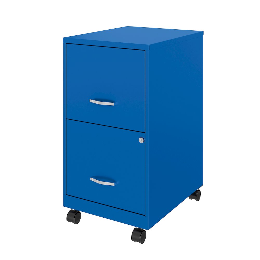 Space Solutions 18" Deep 2 Drawer Vertical File Cabinet, Classic Blue. Picture 2