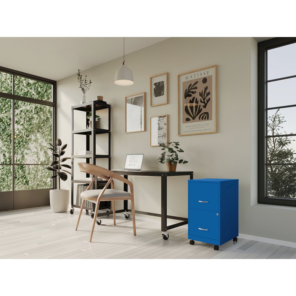 Space Solutions 18" Deep 2 Drawer Vertical File Cabinet, Classic Blue. Picture 4