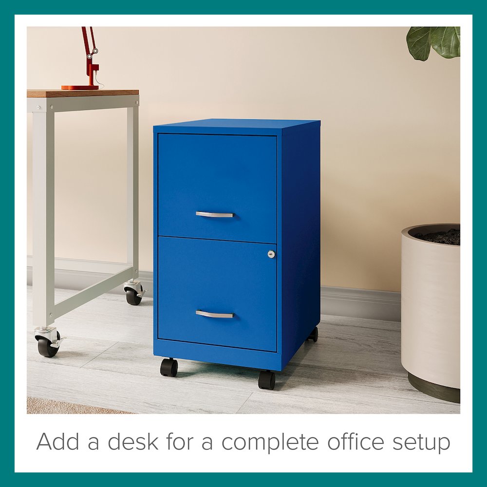 Space Solutions 18" Deep 2 Drawer Vertical File Cabinet, Classic Blue. Picture 8