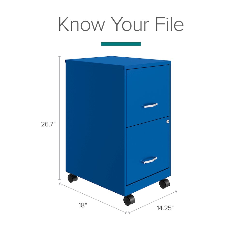 Space Solutions 18" Deep 2 Drawer Vertical File Cabinet, Classic Blue. Picture 9