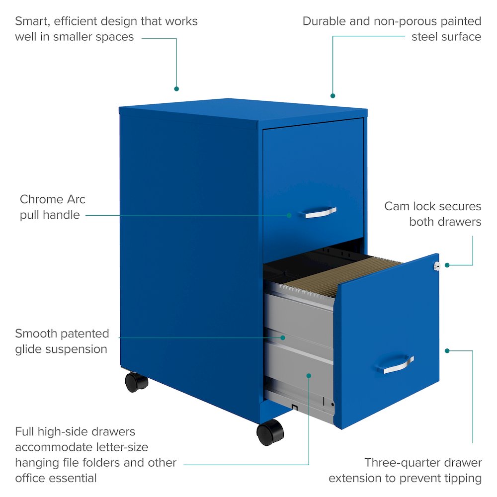 Space Solutions 18" Deep 2 Drawer Vertical File Cabinet, Classic Blue. Picture 10