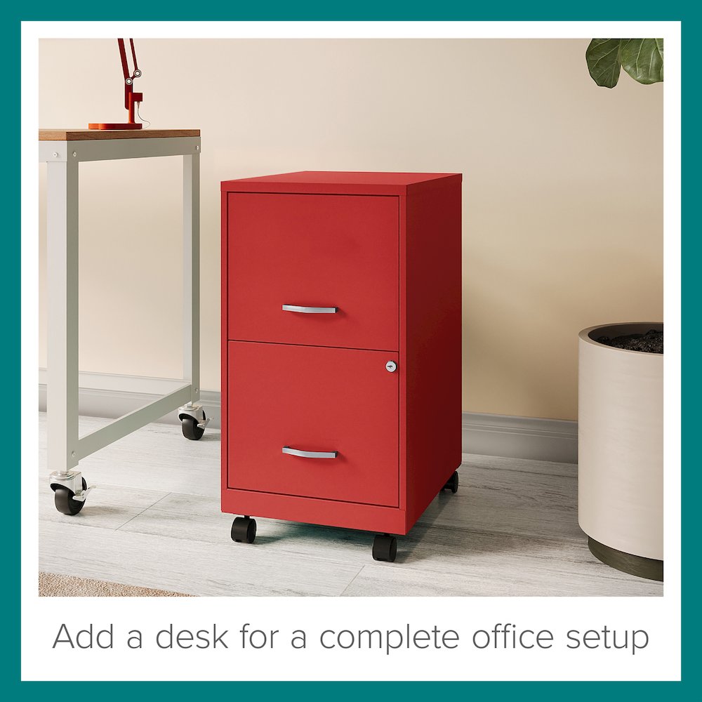Space Solutions 18" Deep 2 Drawer Vertical File Cabinet, Lava Red. Picture 8