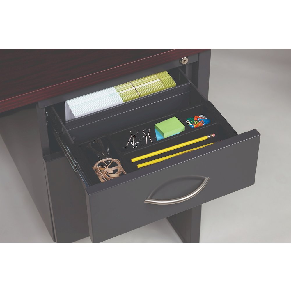 Hirsh Modular Right-Hand File Office Desk 36" Dx72" W, Charcoal/Mahogany. Picture 2