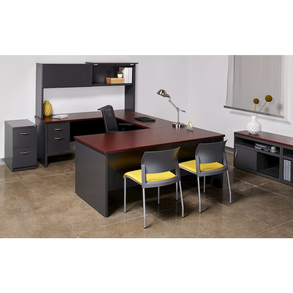 Hirsh Modular Right-Hand File Office Desk 36" Dx72" W, Charcoal/Mahogany. Picture 4