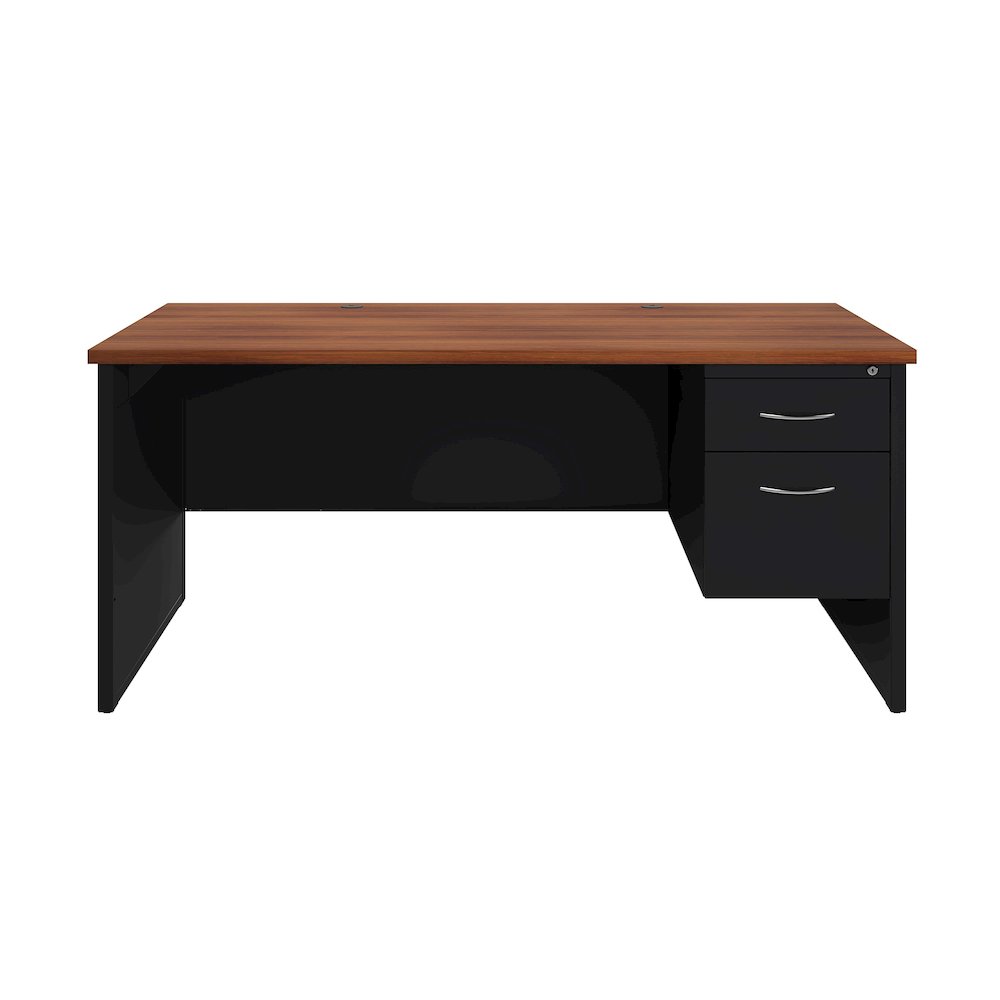 Hirsh Modular Right-Hand File Desk for Office, 30" D x 66" W, Black / Walnut. Picture 3