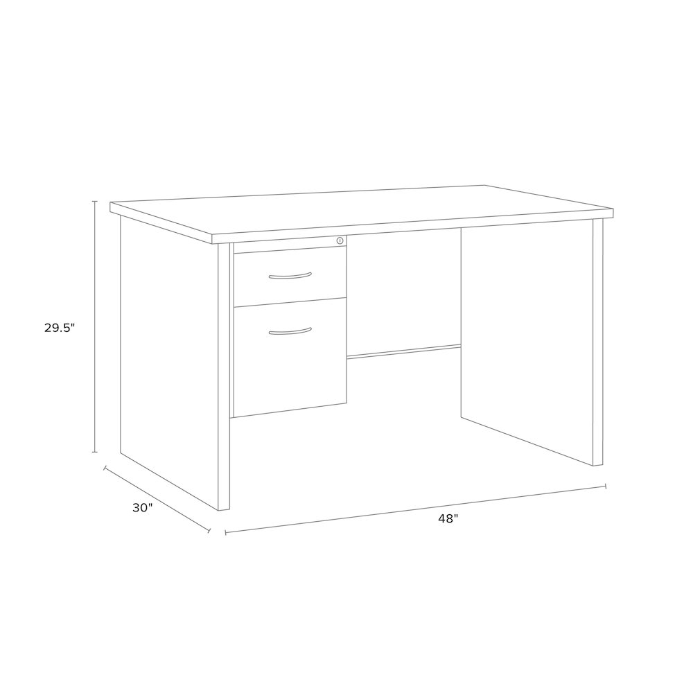Hirsh Modular Right-Hand File Office Desk, 30" D x 48" W, Black / Walnut. Picture 2