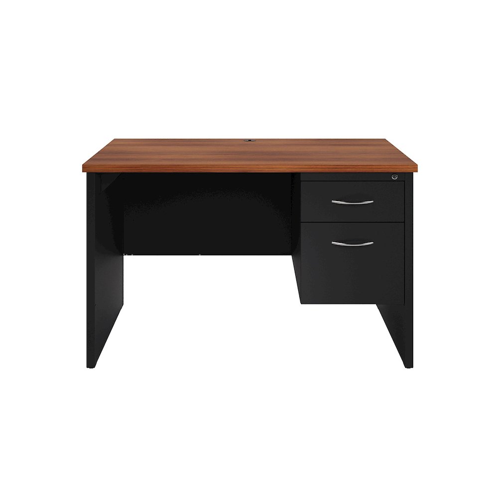 Hirsh Modular Right-Hand File Office Desk, 30" D x 48" W, Black / Walnut. Picture 3