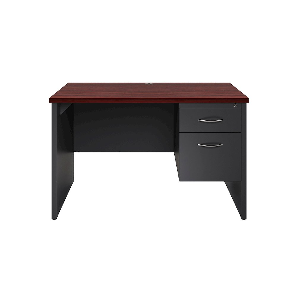 Hirsh Modular Right-Hand File Office Desk, 30" D x 48" W, Charcoal / Mahogany. Picture 3