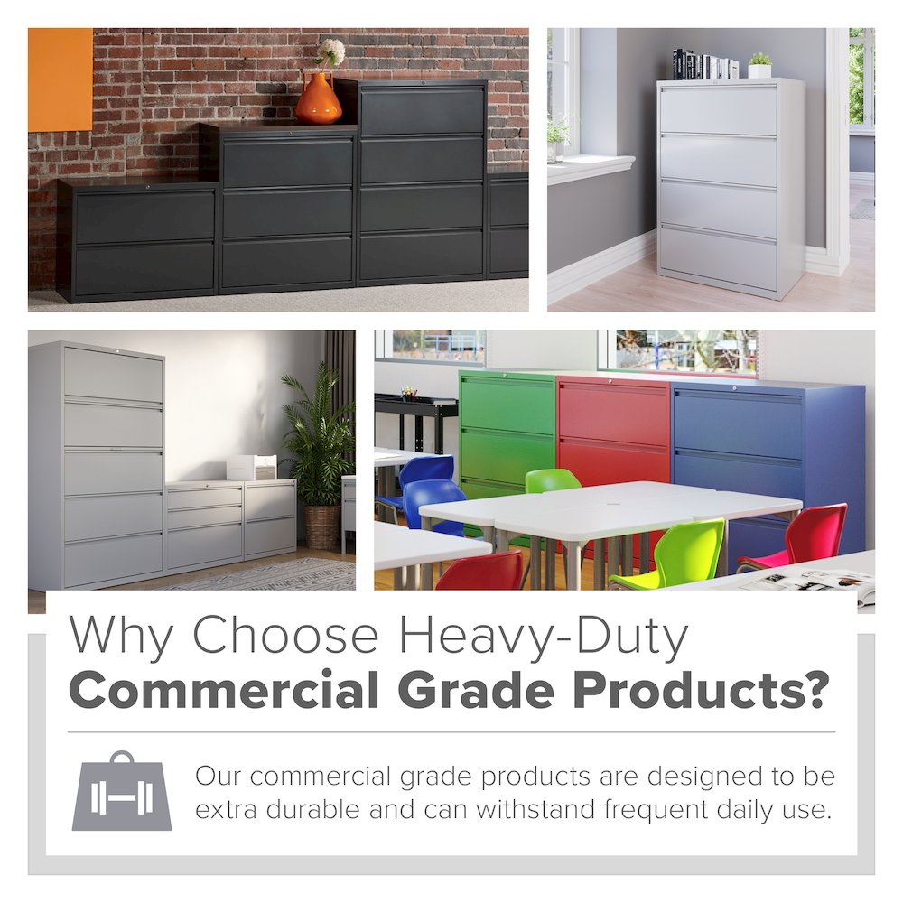 Hirsh 36 Inch Wide 3 Drawer Metal Lateral File Cabinet, Arctic Silver. Picture 6