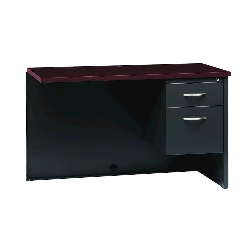 Hirsh 24D x 48W Right Hand Return for Desk, Arch Pull Handles, Black / Walnut. Picture 1