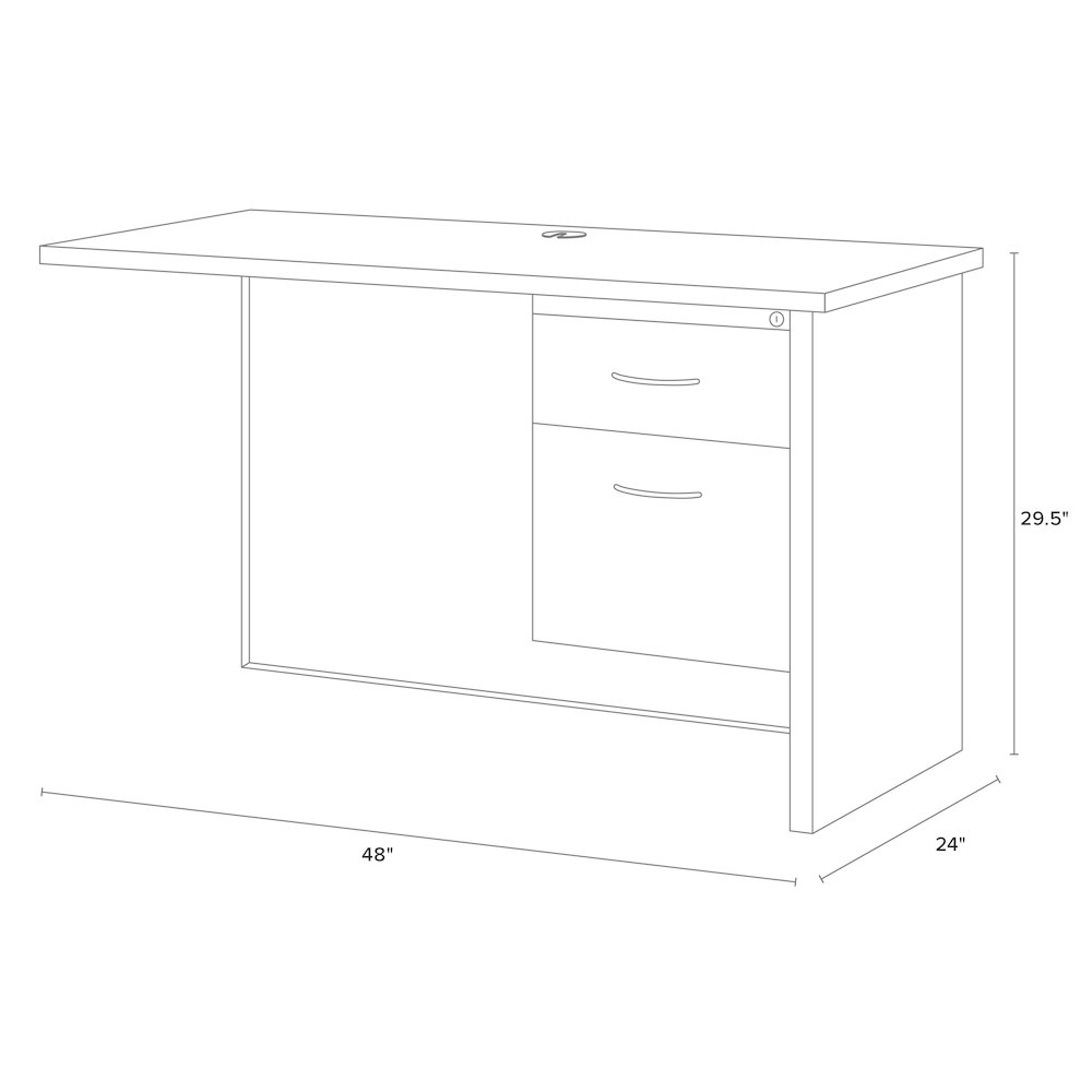 Hirsh 24D x 48W Right Hand Return for Desk, Arch Pull Handles, Black / Walnut. Picture 4