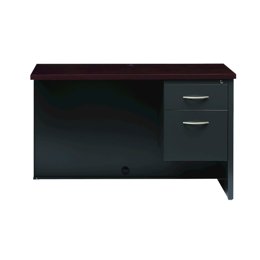 Hirsh 24D x 48W Right Hand Return for Desk, Arch Pull Handles, Black / Walnut. Picture 2