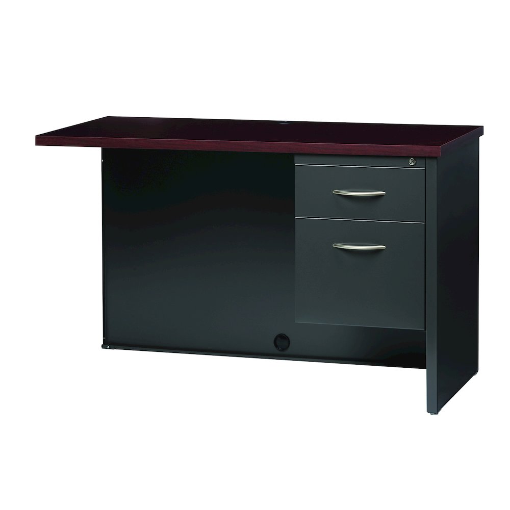 Hirsh 24D x 48W Right Hand Return for Desk, Arch Pull Handles, Black / Walnut. Picture 3
