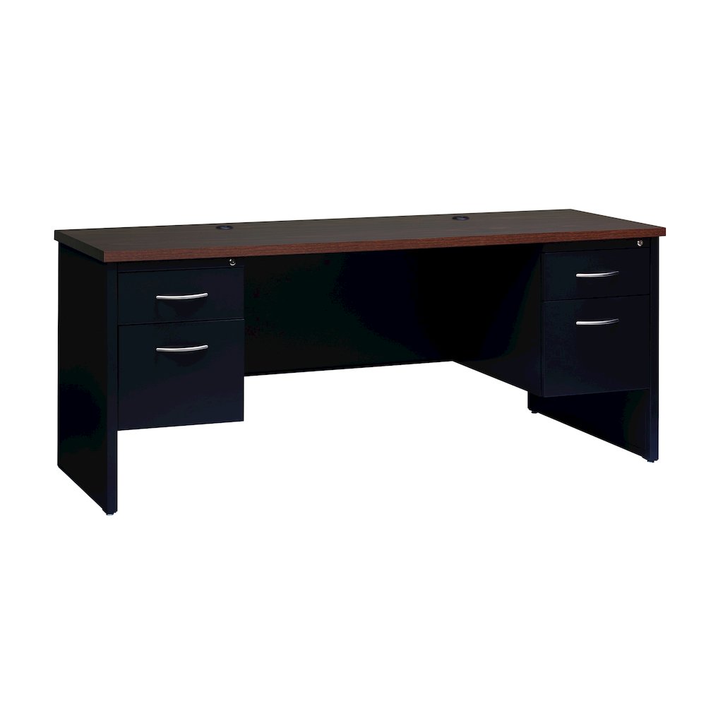 Hirsh 24D x 72W Double Pedestal Office Desk Credenza, Charcoal/Mahogany. Picture 1