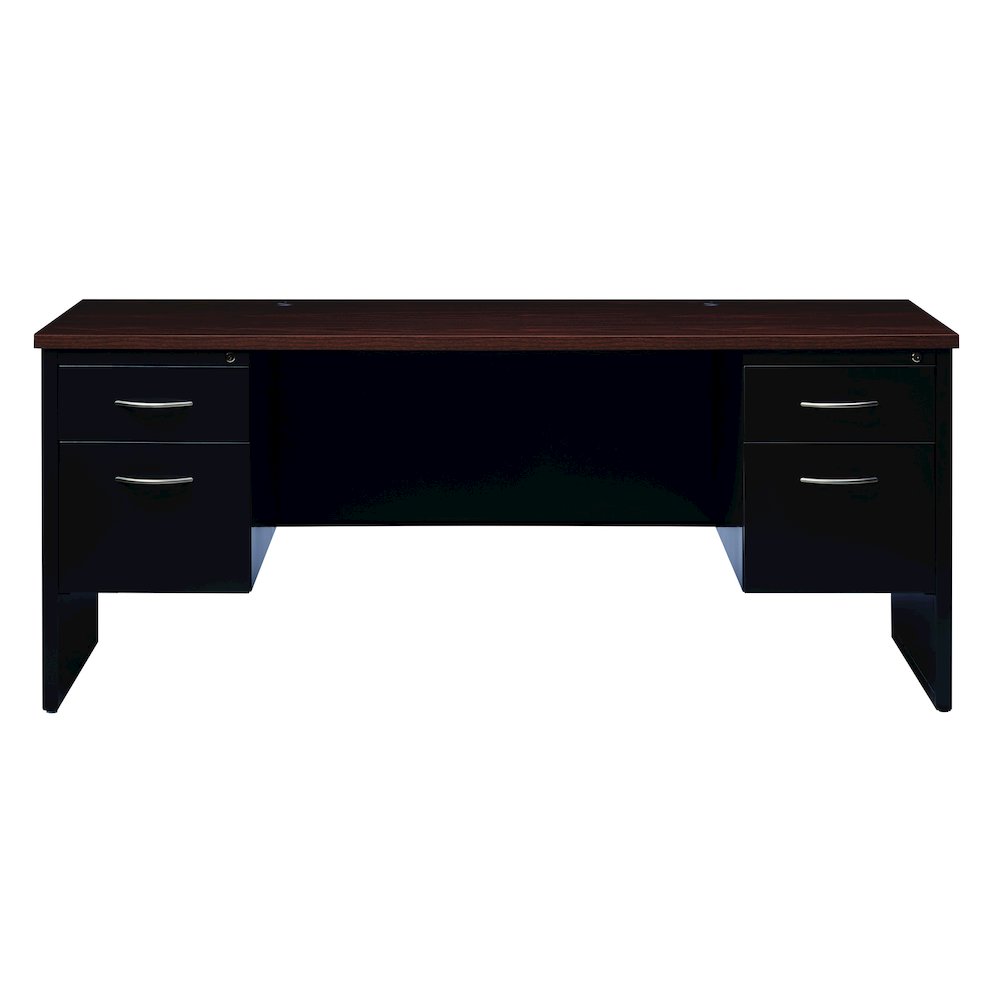 Hirsh 24D x 72W Double Pedestal Office Desk Credenza, Charcoal/Mahogany. Picture 3