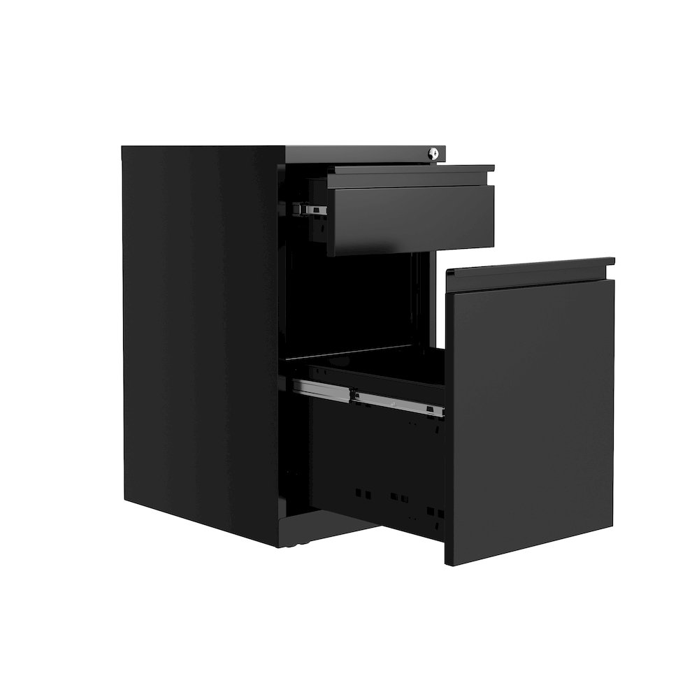 Hirsh 20" Deep Mobile File Cabinet 2 Drawer with XL Backpack Drawer, Black. Picture 3