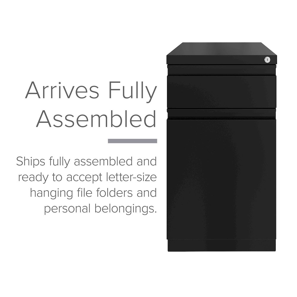 Hirsh 20" Deep Mobile File Cabinet 2 Drawer with XL Backpack Drawer, Black. Picture 6