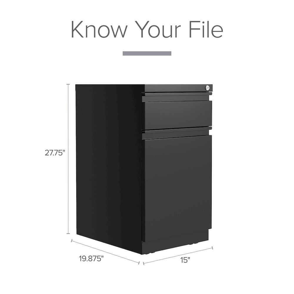 Hirsh 20" Deep Mobile File Cabinet 2 Drawer with XL Backpack Drawer, Black. Picture 9