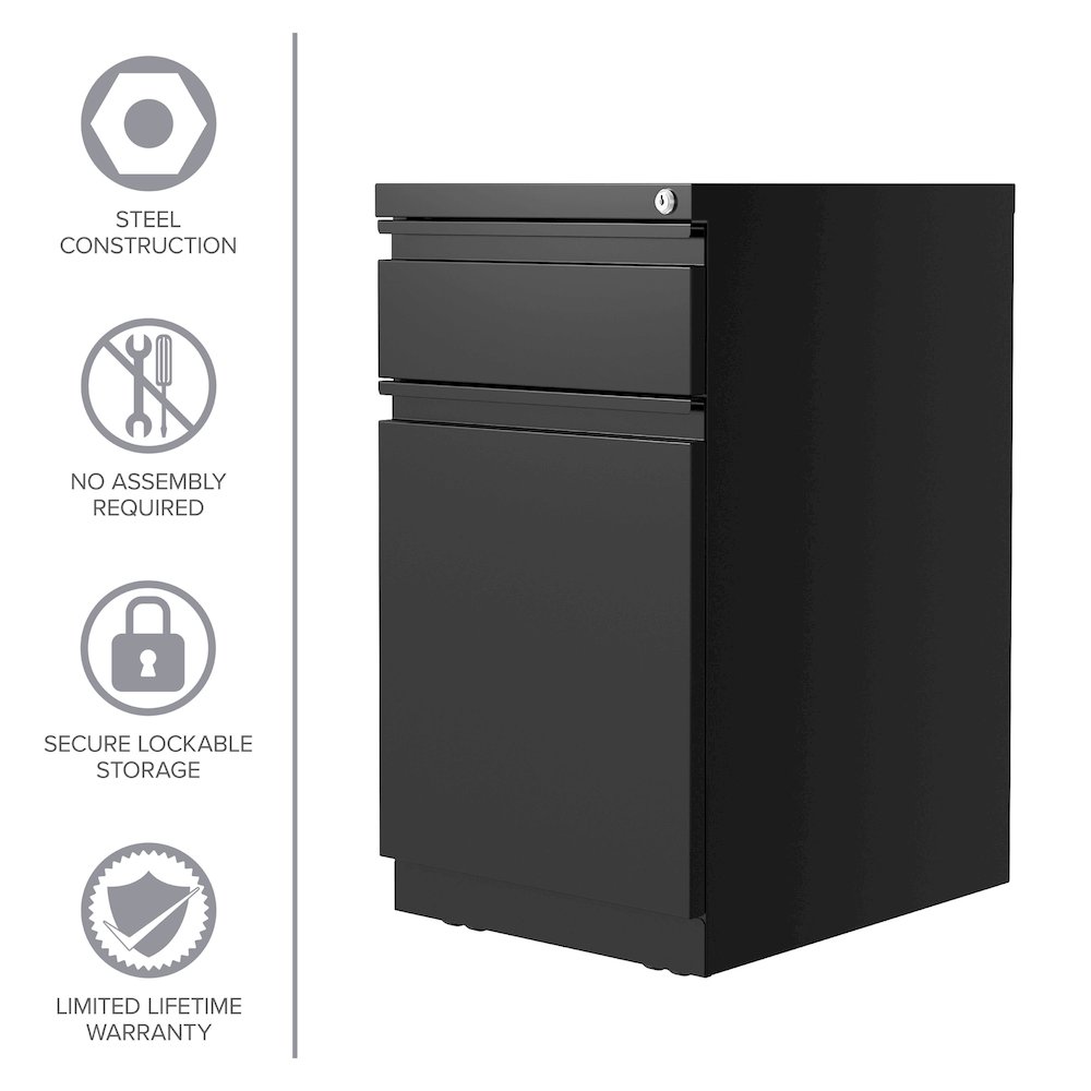 Hirsh 20" Deep Mobile File Cabinet 2 Drawer with XL Backpack Drawer, Black. Picture 14