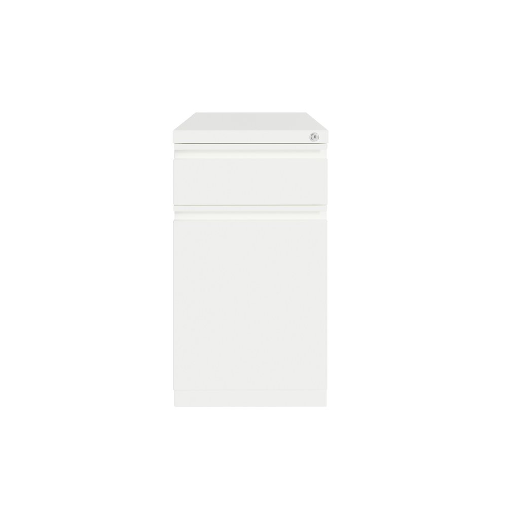Hirsh 20" Deep Mobile File Cabinet 2 Drawer with XL Backpack Drawer, White. Picture 1