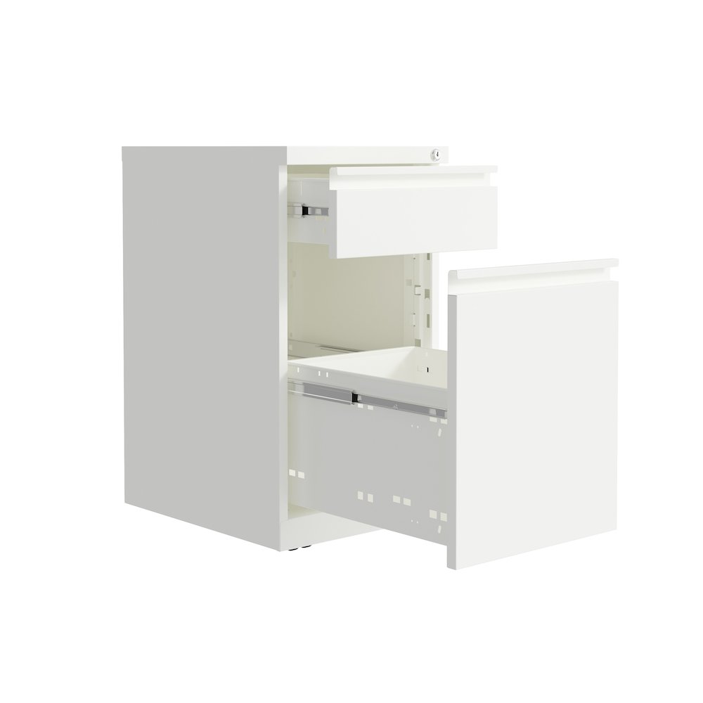 Hirsh 20" Deep Mobile File Cabinet 2 Drawer with XL Backpack Drawer, White. Picture 3
