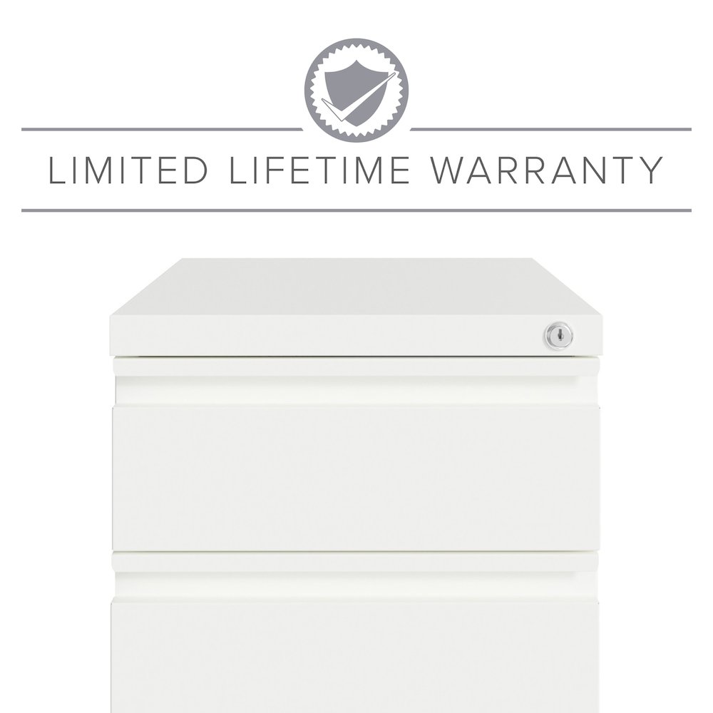 Hirsh 20" Deep Mobile File Cabinet 2 Drawer with XL Backpack Drawer, White. Picture 16