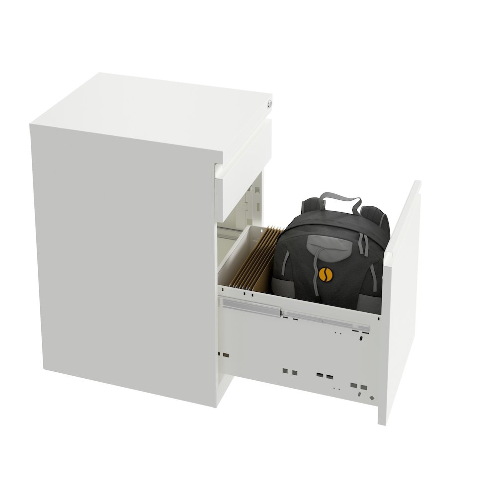 Hirsh 20" Deep Mobile File Cabinet 2 Drawer with XL Backpack Drawer, White. Picture 19