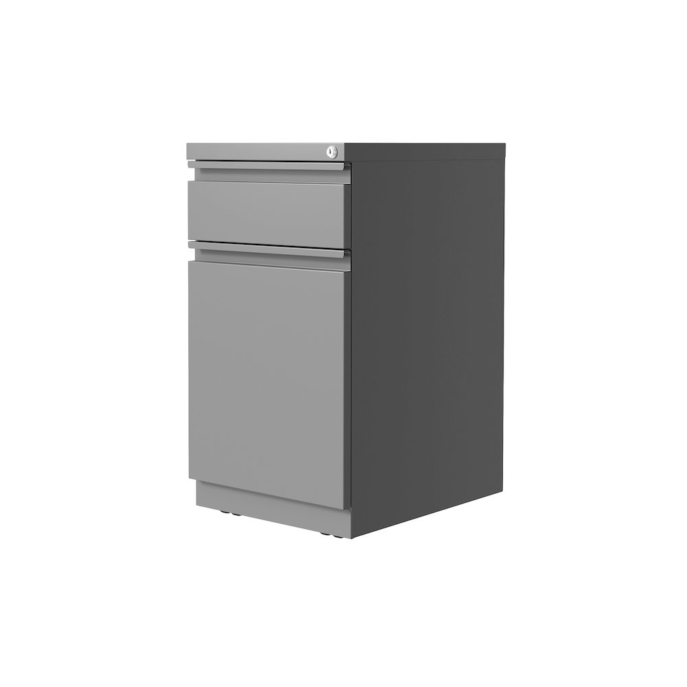 Hirsh 20" Deep Mobile File Cabinet 2 Drawer XL Backpack Drawer, Arctic Silver. Picture 2