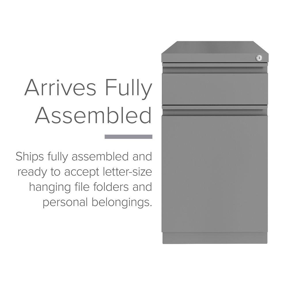 Hirsh 20" Deep Mobile File Cabinet 2 Drawer XL Backpack Drawer, Arctic Silver. Picture 8