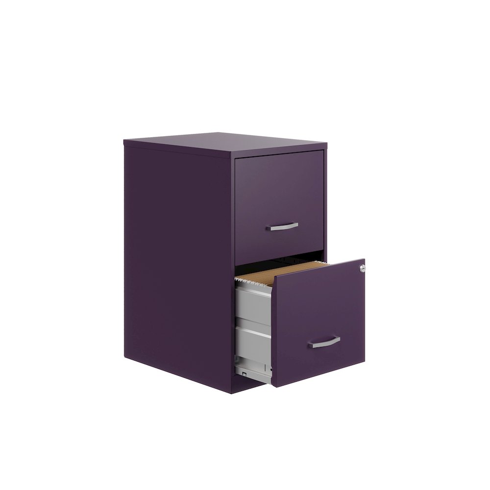 Space Solutions 18" Deep 2 Drawer Vertical File Cabinet, Midnight Purple. Picture 3