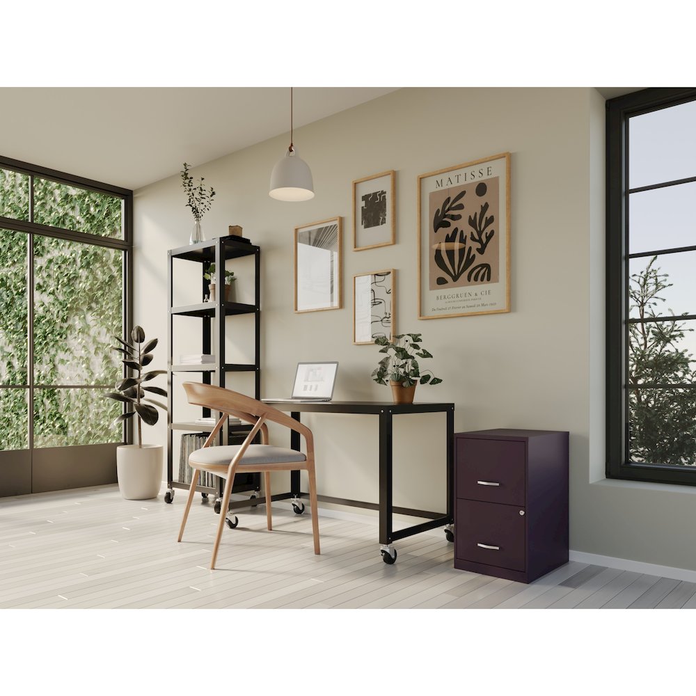 Space Solutions 18" Deep 2 Drawer Vertical File Cabinet, Midnight Purple. Picture 5