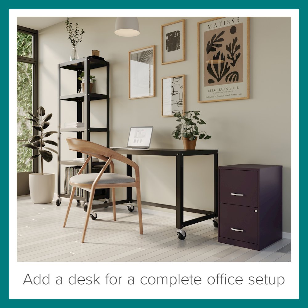 Space Solutions 18" Deep 2 Drawer Vertical File Cabinet, Midnight Purple. Picture 8